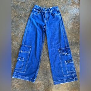BDG urban outfitters Presley wide leg flare jeans baggy, cargo pockets, Y2K